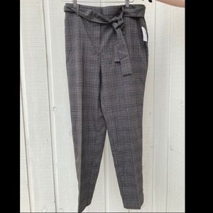 NWT High Rise Brown/Grey Plaid Trousers